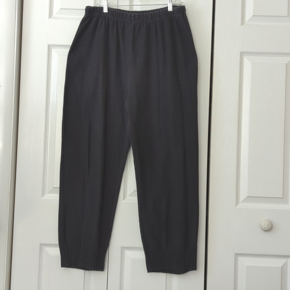 BOUTIQUE! ~TEXTURES~ BLACK LAGENLOOK LONG WIDE LEG PANTS-2